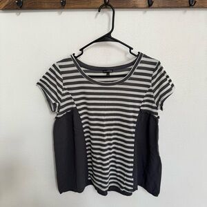 Hannah Gray Striped Short Sleeve Babydoll Tee
